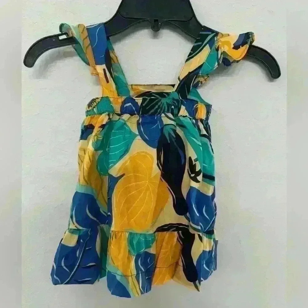NWT PATAGONIA PATALOHA BABY Hawaiian print dress Sz 6 months in blue yellow - Picture 3 of 6